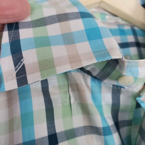 Peter Millar Men's Plaid Button-Down Shirt Small 100% Cotton‎ Green/Blue/White - Picture 6 of 7